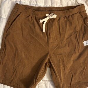 Men's Flat Front Corduroy Drawstring Shorts - Brown